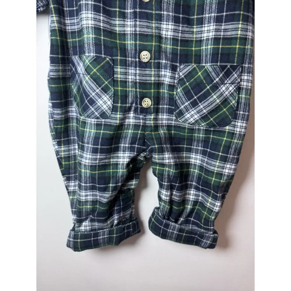 Vintage The Children's Place Flannel Romper baby Unisex 6-9 Months Y2K NWT